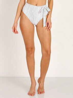 Vitamin A Lola Bikini Bottom Black & White Bolero Striped Cheeky Size 4/XL